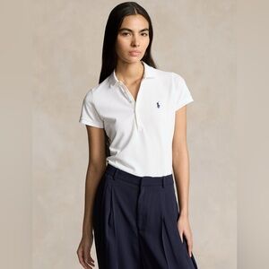 POLO Ralph Lauren White Slim Custom Fit Polo Shirt (Size M)